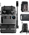 Go To Travel Camera Backpack With 96Wh Portable Power Station, modular hard shell case, IPX5 waterproof drone pack, magic arm visible