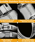 Close-up details of Forty Pack Beefy Built Adjustable Stainless Steel Hose Clamps 10 To 70mm Worm Gear Duct Pipe Clamp.