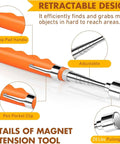 Telescoping Magnetic Pickup Tool With 20 Pound Pull Strength, features anti-slip pad, adjustable stainless steel design