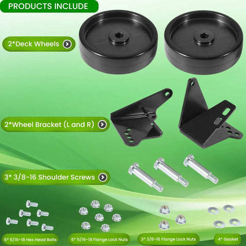 5-Inch Mower Deck Wheel Kit For 38 And 42 Inch Decks Fits MTD Lawn Tractors From 2009 And Earlier Includes Brackets, Hardware And Replacement Wheels For Yard Man, Troy-Bilt, Yard Machines