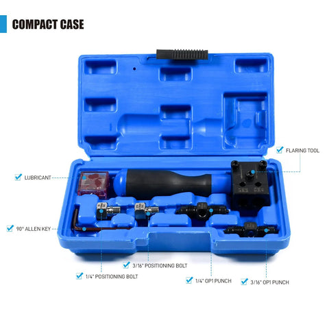 SMOTIVEPRO 7-piece brake line flaring tool kit in blue case with 3/16 and 1/4 SAE flaring tools