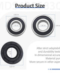 Top Shelf Front Load Washer Tub Bearing And Seal Repair Kit Fits Lg Kenmore Units with dimensions labeled on size chart.