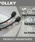 YOLLY two-pack rear brake pad wear sensor cables with black connectors for VW Touareg, Porsche Cayenne and Panamera