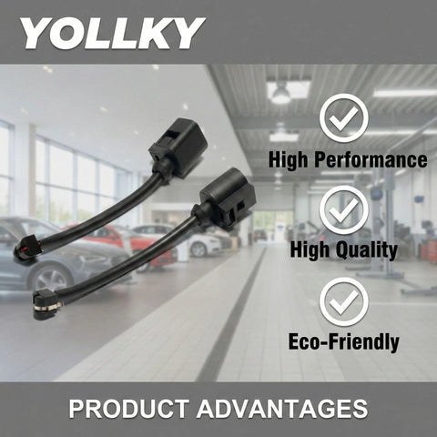 YOLLY two-pack rear brake pad wear sensor cables with black connectors for VW Touareg, Porsche Cayenne and Panamera