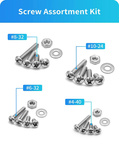 All In One 750 Piece Nuts And Bolts Hardware Kit With Stainless Steel Pan Head Phillips Screws, Washers And Nuts In Common Sizes