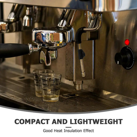 Close-up of espresso machine steam wand with heat resistant steam wand sleeve for espresso machines installed.