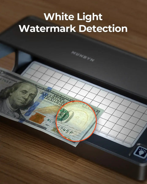 Counterfeit Bill Detector With Dual UV LED Lights For All Currencies And ID Verification, Auto On Off, Rechargeable Battery, Outdoor Ready Money Checker For Fraud Prevention, 2 Year Protection