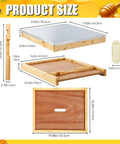 Dimensions of Beekeeping Beehive 3-Piece Parts Kit with Top Cover, Inner Cover, Bottom Board shown; solid wood beeswax finish.