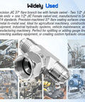Hardcore Half Inch JIC Hydraulic Tee Adapter With Two Male Ports And One Swivel Female Port 37 Degree SAE J514 Metal To Metal Seal No Teflon Tape Needed Durable High Pressure Fittings For Industrial Hydraulics, 1/2 in steel tee