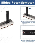 Two Pack Pro Grade Straight Linear Slide Potentiometers 3 Pin B10K 35mm Length With 20mm Travel And 20mm Handle Fader for precise tuning.