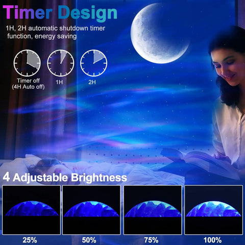 Star Projector With Bluetooth Speaker Remote For Bedroom And Parties Dope Vibe, 3 In 1 Galaxy Aurora Moon Night Light with timer design
