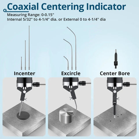 Coaxial Centering Dial Test Indicator Pro Grade For Milling And Boring Machines with 0-0.15 In Range display