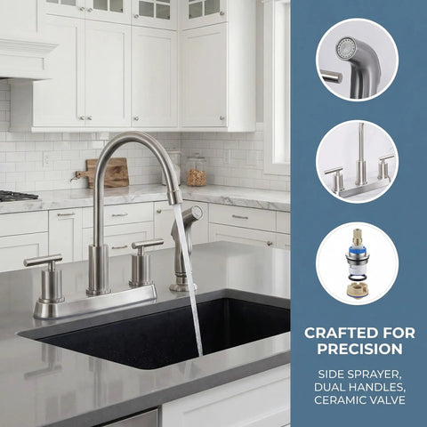 Brushed Nickel Kitchen Faucet With Sprayer And Side Sprayer Stainless Steel Touch Activated RV Ready 3 Or 4 Hole Sink Faucet Modern High Arc Design Fingerprint Resistant And Durable Built To Last