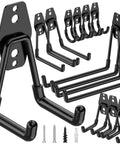 Heavy Duty Garage Hooks Kit, 12 Pack Steel Wall Mount Hangers For Ladders, Bikes, Tools And Other Bulky Gear, Rust Resistant Coated