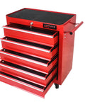 29 Inch Sturdy Steel Rolling Tool Chest With Drawers And Ball Bearing Slides, Brake Wheels, Red Garage Tool Storage Cabinet Open Drawers