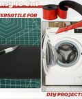 Neoprene Rubber Sheet With Self Adhesive Backing One Eighth Inch Thick Three Inch Wide Ten Feet Long for DIY projects and patching next to washer.