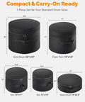 Image of Superior Grade Five Piece Padded Drum Case Set Featuring Hella Heavy Duty Construction for various drum sizes.