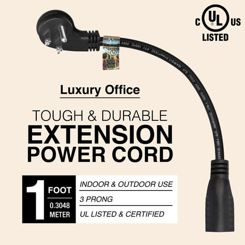 1 Foot Flat Plug Extension Cord With 16 AWG 3 Prong Male To Female For Indoor Outdoor Use Heavy Duty Power Cable Space Saving Compact Design