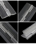 Top Shelf Clear Acrylic Folding Hinges 4 Pack Smooth Piano Wire style hardware for craft boxes, transparent, 11.8x1.77 inch