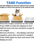 Tare function demonstration for Rock Solid Digital Postal Scale For Packages Luggage And Mail with steps displayed.