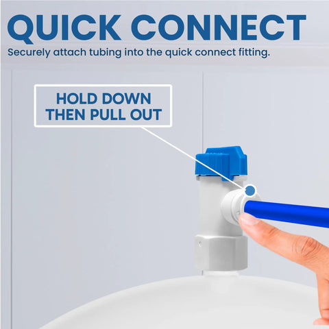 Installing Tank Ball Valve With Gasket For Water Purification And Reverse Osmosis Systems, Quick Connect 3/8 Inch OD To 1/4 Inch Female NPT