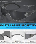 Kickass Wraparound Safety Glasses Bulk Pack For Men And Women Sporting Clear Polycarbonate Lenses with wrap-around design and lightweight fit.