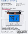 Non Programmable Thermostat For Home 24V 1 Heat 1 Cool Single Stage HVAC Control With Humidity Display and LCD Blue Backlit Screen