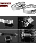 Image of 12 Pack Adjustable Stainless Steel Hose Clamps 27 To 51mm Worm Gear For Auto Repair Plumbing Fuel Lines And Mechanical Projects 1 To 2 Inch Clamp Set Kit on black background, showing clamps in different angles and details.