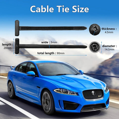 Tough As Nails Heavy Duty Nylon Cable Tie Set For Cars And Everyday Fixes With Self Locking Zip Ties displayed next to car