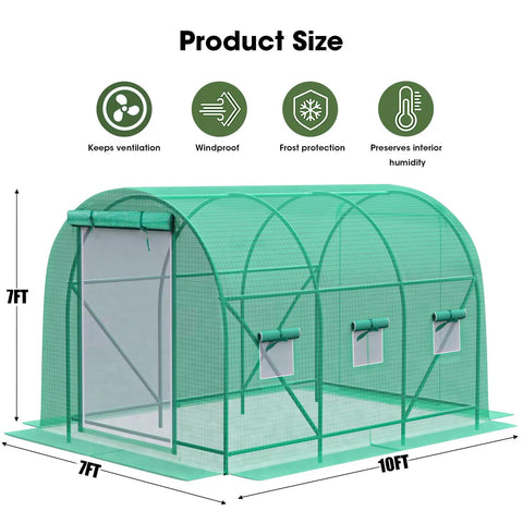 Walk In Greenhouse With Dual Zippered Screen Doors And Six Screen Windows Heavy Duty Galvanized Steel Frame With Reinforced Cross Bars Easy Butterfly Screw Assembly Built For Garden Pros And Weekend Green Thumbs Alike 10x7x7 Ft