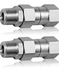 Three Eighth NPT Pressure Washer Swivel Fitting Anti Twist Connector 360 Degree Stainless Steel Male To Female For Hose And Gun Kink Free Joint Two Pack, two fittings