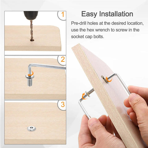 Easy installation of Heavy Duty M6X45MM Hex Drive Socket Cap Bolts With M6 Nuts And M4 Hex Key For Furniture Install.