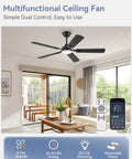52 Inch Black Ceiling Fan With Lights, Modern Farmhouse Design, Remote and App Control, Dual Finish Blades, Quiet Yet Powerful Motor