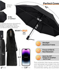 Compact Auto Travel Umbrella With Windproof Aluminum Frame Eight Fiberglass Ribs Inverted Flip Design UV Sun Protection Waterproof
