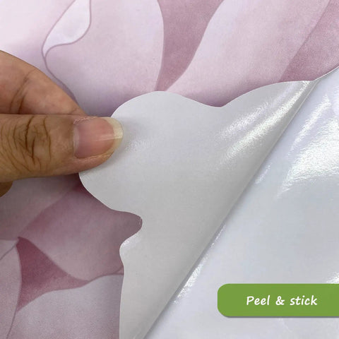 Close-up of self-adhesive layer from Peel And Stick Floral Wall Decal Kit 6 Piece Set Easy To Install Featuring Peony And Rose Flowers.
