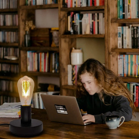 Industrial Desk Lamp Base With Ceramic Holder E26 E27 Compact Old School Vintage Edison Style Small Desk Light For Home Office Decor Plug In Cord With On Off Switch Bulb Not Included Space Saving Nightstand Lamp