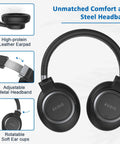 Over Ear Wireless Headphones With Active Noise Cancelling And 70 Hours Playtime Bluetooth With Microphone Black Design