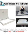 Heavy Duty Customizable Roof Access Hatch Door For Attic Skylight, Maintenance Cover For Factory, Warehouse, And Home, Rainproof, Anti Theft, Blackout, Steel Panel With Aluminum Frame, 30x32 Inches, galvanized steel panel with load test
