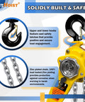 Beefy 3/4 Ton Chain Hoist With 1650 Lb Capacity 10 Ft Lift Manual Lever Hoist Manganese Steel G80 Chain Two Heavy Duty Hooks