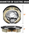 2-pack 12x2 inch electric trailer brake assemblies for 5,200–7,000 lb trailers, front and side views, Amazon brand.