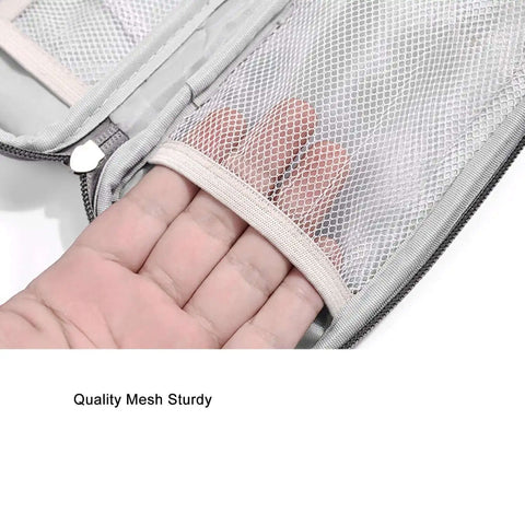 Skip The Cable Knots With This Portable Double Layer Electronic Organizer Travel Case features durable mesh pockets.
