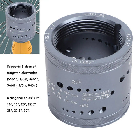 Electrode Sharpener Grinder For Welding, 6 Sizes And 8 Angles With Pro Grade Multi Angle Design, aluminum alloy tool close-up