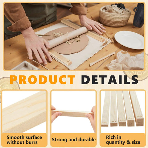 10 Piece Pottery Rolling Pin Guides Set Wood Depth Guides For Clay Polymer Clay Mudboard Tools Includes 5 Size Options