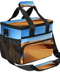 Insulated Picnic Backpack Lunch Box For Everyday Carry Big 12x9 Inch Tote with desert print, side mesh pockets, and shoulder strap