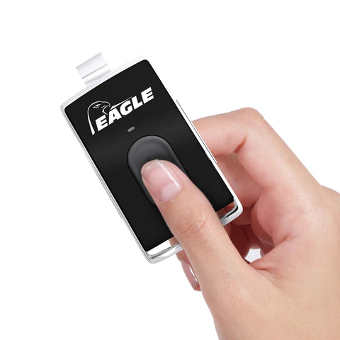 Hand holding One Button Visor Remote Transmitter For Chrome Gate Receiver EG650 EG652, 433.92MHz Rolling Code, Battery Included