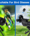 Smartphone Telescope Adapter Mount For 16 To 50mm Eyepieces Universal Clip On Attachment with phone displaying bird image.