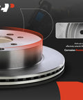 Front Vented Disc Brake Rotors Pair Compatible With Chrysler Dodge Jeep 2007 To 2017 Models, 11.57 inch, featuring anti-rust coating.