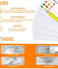 Comparison of 36 Pack Transparent Self-Adhesive Nameplate Pockets with others, highlighting 7 mil thick, waterproof, easy removal features.
