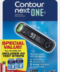 Next One Blood Sugar Monitoring System All In One Kit With Meter, 20 Test Strips, Lancing Device, Colored Lancets, Logbook, Carrying Case And Warranty Card For Diabetes Care, boxed kit