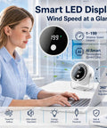 Woman working with Chill Portable Desk Fan With 199 Speed Settings, LED display, USB powered on desk.